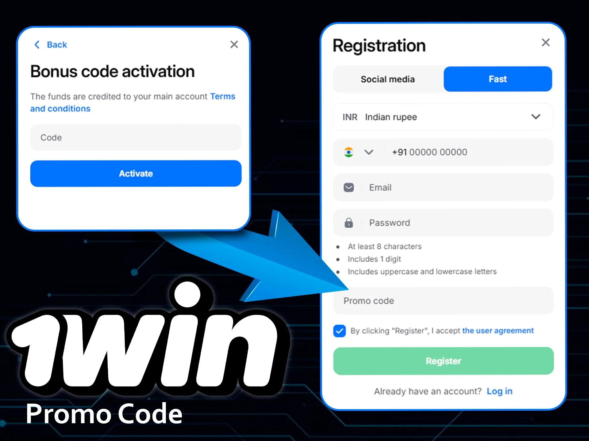 Enter 1win promo code for extra bonuses